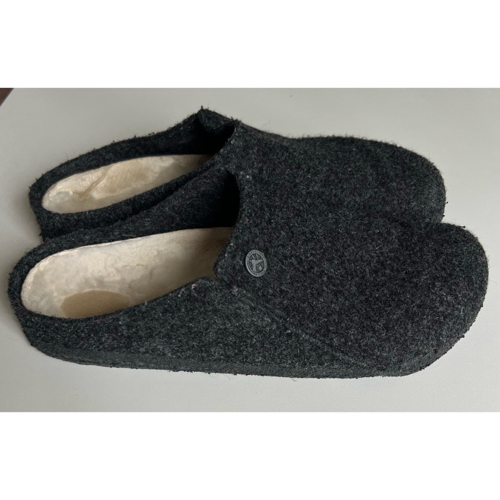 Birkenstock Zermatt Wool Charcoal Gray Mules Slippers 40 - Picture 2 of 12